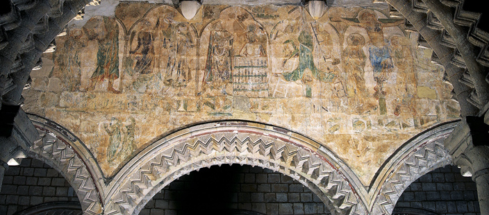 The wall paintings in the Galilee Chapel give some indication as to what Durham Cathedral would have looked to prior to the 16th century, when the building was whitewashed. Telling religious stories through images was important, as many people would have been illiterate. This scene probably dates from the 13th or 14th century and depicts the apostles as martyrs, dying for their faith.  